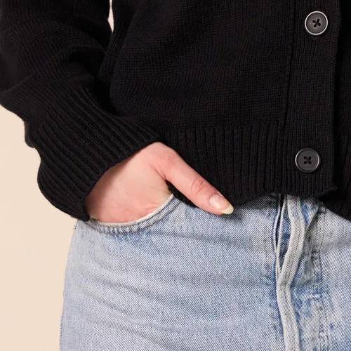 Vista 4 de Tienda Essentials Cárdigan corto con cuello en V para mujer
