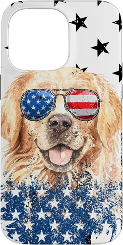 Vista 21 de Golden Retriever American Flag Cream Retriever 4th of July Case for iPhone 17