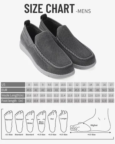 Vista 6 de 1TAZERO Mocasines de ancho ancho para hombre, con plantillas de soporte de arco, zapatos casuales para fasciti plantar con soporte de arco