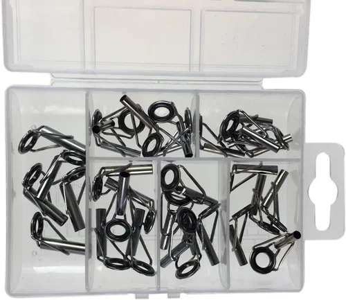 Vista 6 de QualyQualy Fishing Rod Tip Repair Kit - 40/75pcs Stainless Steel Ceramic Ring Rod Tip Guide Replacement A - Punta de varilla 30 piezas