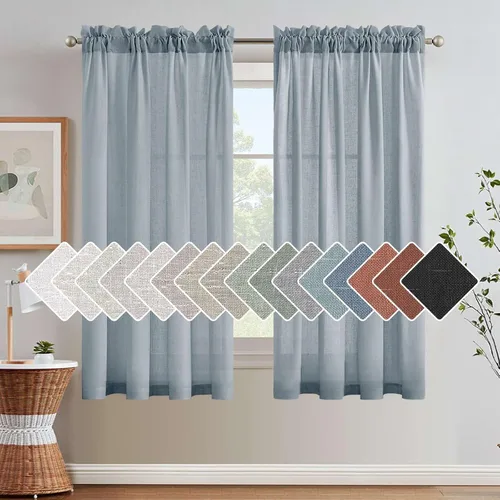 Vista 51 de H.VERSAILTEX Cortinas texturizadas de lino con filtro de luz para sala de estar, tratamiento de ventanas, cortinas naturales y duraderas