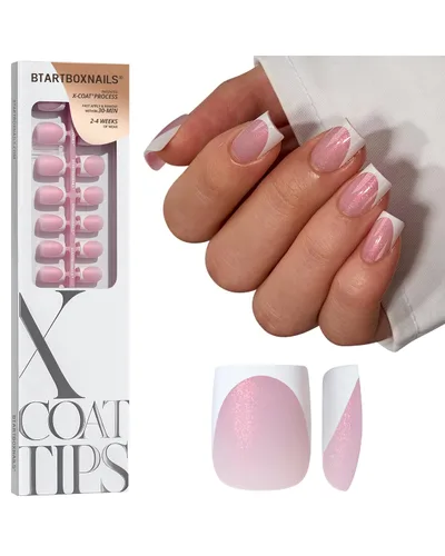 Vista 11 de BTArtboxnails XCOATTIPS - Punta francesa blanca a presión, cuadrado L, purpurina rosa Lamp-Curable 4-Week Wear, Salon Quality Value at Home