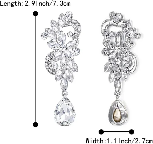 Vista 6 de BriLove - aretes colgantes bohemios con flores de cristal para novia