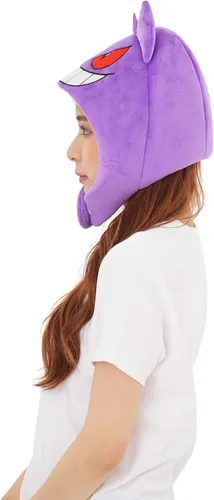 Vista 5 de SAZAC Pokemon Gengar Kigurumi Hat - Disfraz de Halloween, cosplay, gorro con orejeras, Púrpura