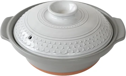 Vista 16 de Banko Ware 32781 Clear AKARI Earthenware Pot No. 8 for 2-3 People, M, 59.1 fl oz (1,500 ml), Microwave Oven, Direct Fire, Brown, Made in Japan