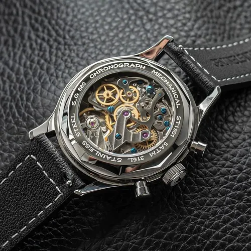 Vista 7 de NC 1963 Cronógrafo mecánico Seagull ST1901 Movimiento Piloto Reloj Hombres 1.496 in 1.575 in Zafiro Glass Relojes para hombre 2021 Montre Homme