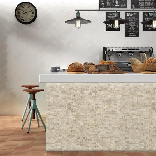 Vista 8 de SUNWINGS Azulejos de travertino autoadhesivos de piedra natural 3D de 5 hojas, 10.63 x 11.22 pulgadas, para pegar en el protector contra