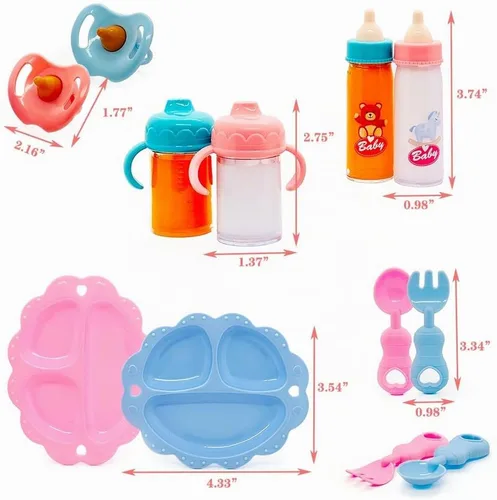 Vista 3 de Accesorios para muñecas de bebé, juego de botellas mágicas de jugo de leche que desaparecen, tazas para sorber con chupetes, cuenco, cucharas
