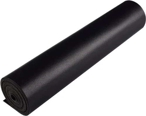 Vista 3 de HGUAN Rollo de hojas de piel sintética color liso negro de 12 x 53 pulgadas, muy adecuado para hacer manualidades, aretes de cuero, lazos, costura