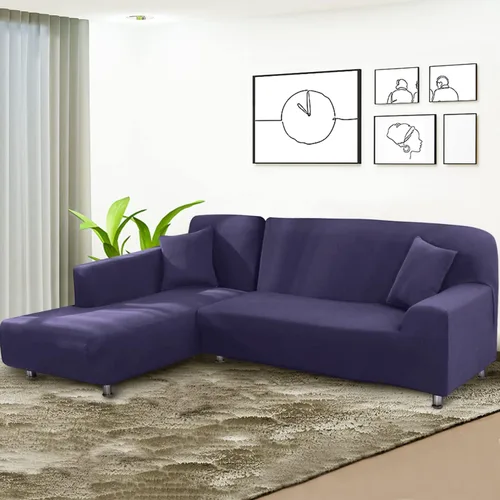 Vista 2 de BT.WA Funda de sofá modular en forma de L, funda elástica y suave para sofá de 2 piezas, protector de muebles con 2 fundas de almohada