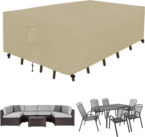 Vista 11 de Easy-Going Funda rectangular para muebles de patio, impermeable, para mesa de comedor y silla, anti-UV, juego de fundas de sofá seccional exterior