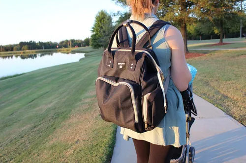 Vista 9 de Mochila grande para cambiar pañales para bebé, Azul