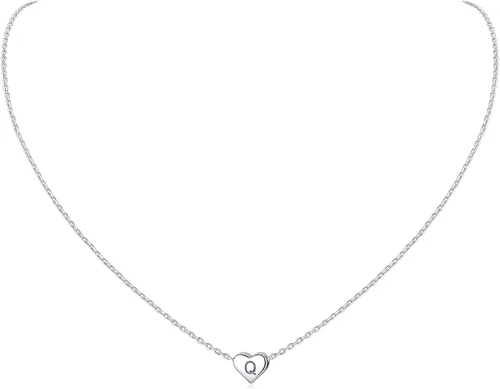 Vista 12 de ChicSilver Collares con inicial en forma de corazón de plata de ley 925 para mujer - Collar delicado con colgante de corazón personalizado y letra
