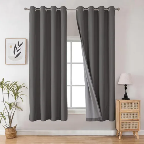 Vista 46 de Joydeco - Juego de 2 paneles de cortinas opacas de 63 pulgadas, 2 cortinas largas con aislamiento térmico burg, cortinas de oscurecimiento