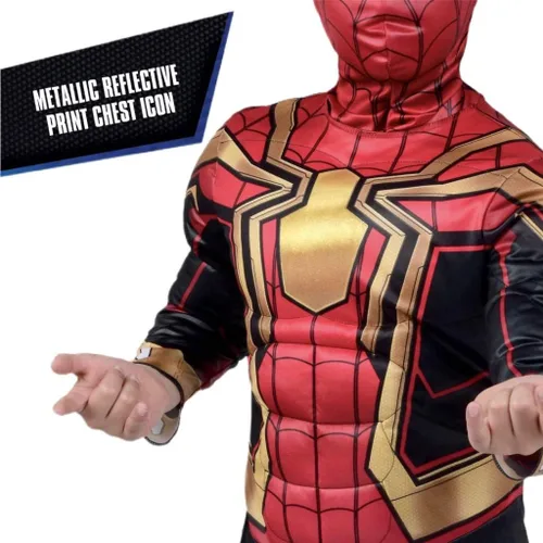 Vista 3 de Jazwares SPIDER MAN - Traje integrado de Marvel para niños, jóvenes, Halloween, cosplay, talla juvenil M (8)