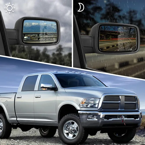 Vista 6 de Espejo lateral compatible con espejo de remolque 2009-2018 Dodge Ram 1500 2010-2018 Dodge Ram 2500 3500 4500 5500 con ajuste eléctrico, calefacción