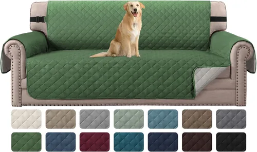 Vista 69 de H.VERSAILTEX Funda de sofá resistente al agua para sofá de 3 cojines, reversible, protector de muebles acolchado con correa elástica, funda de sofá