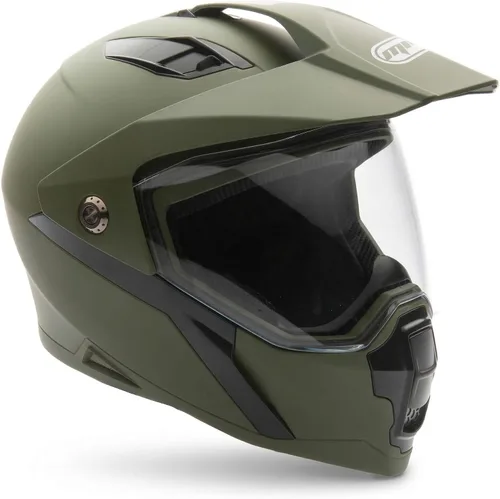 Vista 8 de MMG Casco deportivo dual para motocicleta todoterreno dirt bike ATV - Visera abatible - Modelo 23 (negro brillante, mediano)