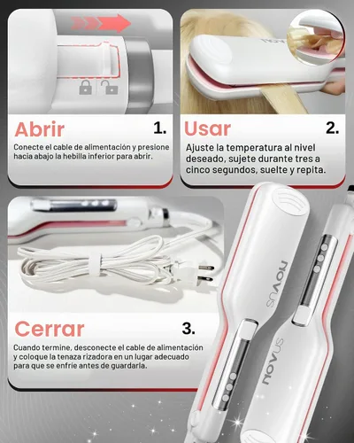 Vista 7 de NOVUS Rizador de cabello ondulado de 4 barriles, rizadores de pelo de ondas poco profundas, herramienta caliente con cerámica, rizador de ondas