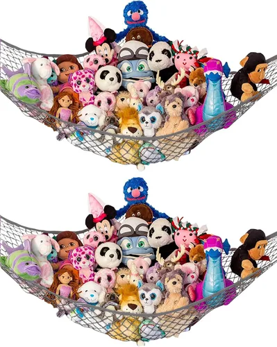 Vista 35 de Hamaca para animales de peluche, grande, almacenamiento de animales de peluche en esquina y red de peluche, hamaca de juguete para animales