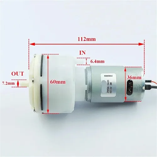 Vista 2 de JYPDA-3A01 Mini 555 Bomba de aire 12V 8W Micro 2.362 in Diafragma Vacío Bomba de succión de presión negativa DIY Inflador Packer