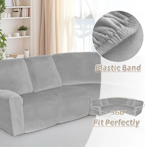Vista 413 de Arfntevss Fundas de sofá seccional reclinable de terciopelo, Funda de sofá seccional de esquina para sofá reclinable, Funda elástica suave