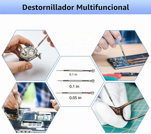 Vista 8 de Kit de reparación de reloj + prensa de reloj, juego de pines de eslabones de correa de reloj con funda de transporte, kit de herramientas