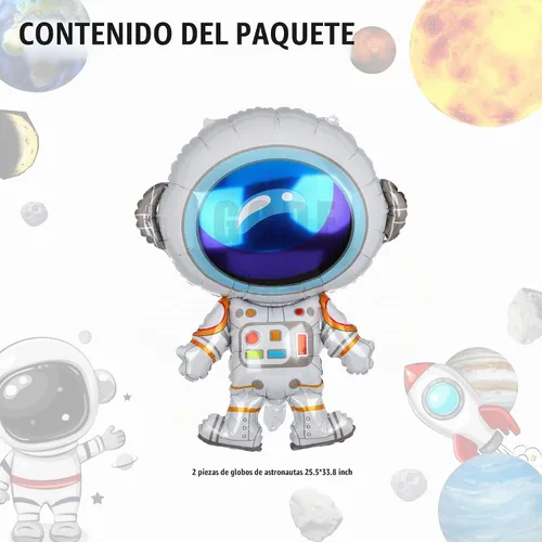Vista 2 de 2 piezas de astronautas en forma de globo de aluminio de Mylar grande Universo Space Theme Party Decoraciones para fiestas de cumpleaños