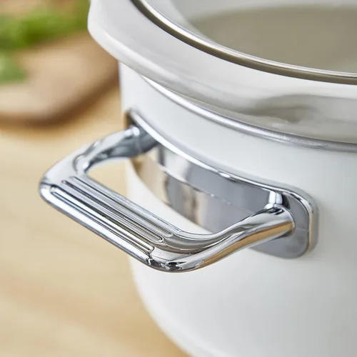 Vista 4 de Salton Swan - Olla de cocción lenta estilo nórdico con olla de cerámica extraíble, 3.5 litros (algodón blanco)
