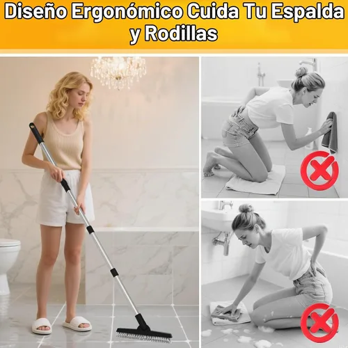 Vista 5 de 2 Pack Cepillo para lechada con mango largo, cepillo giratorio para limpieza de líneas de lechada - Cepillo limpiador de lechada con mango duradero