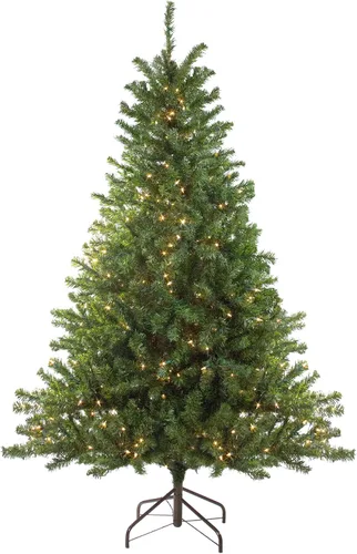 Vista 11 de Árbol de Navidad artificial de pino canadiense mediano preiluminado, 18 pulgadas, luces transparentes