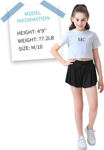 Vista 5 de Pantalones cortos fluidos de mariposa para niñas, pantalones cortos deportivos para niños pequeños, faldas de tenis 2 en 1, pantalones cortos