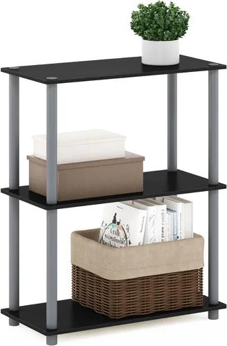 Vista 11 de Furinno Turn-N-Tube - Estantes de almacenamiento, estante para libros de 3 niveles, estante esquinero, estantes abiertos sin herramientas