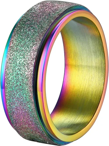 Vista 14 de Supcare Anillos antiestrés para mujer de 4/6/0.315 in para la ansiedad, anillo de pulgar con chorro de arena, regalo para mujeres, talla 7-14