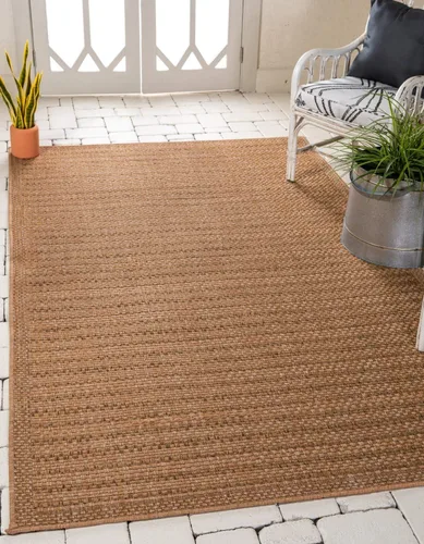 Vista 17 de Unique Loom - Tapete para exteriores de la colección Border, cuadriculado (2.2 pies x 3.1 pies, rectangular, color marrón/negro)