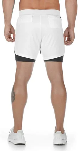 Vista 4 de Surenow - Pantalones cortos de correr para hombre, pantalones cortos 2 en 1 para entrenamiento, de 7 pulgadas, para yoga, deportes al aire libre
