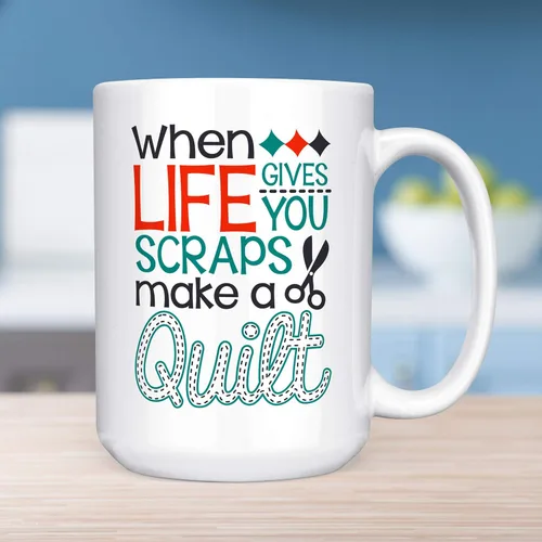Vista 4 de When Life Gives You Scraps Make a Quilt - Taza de cerámica