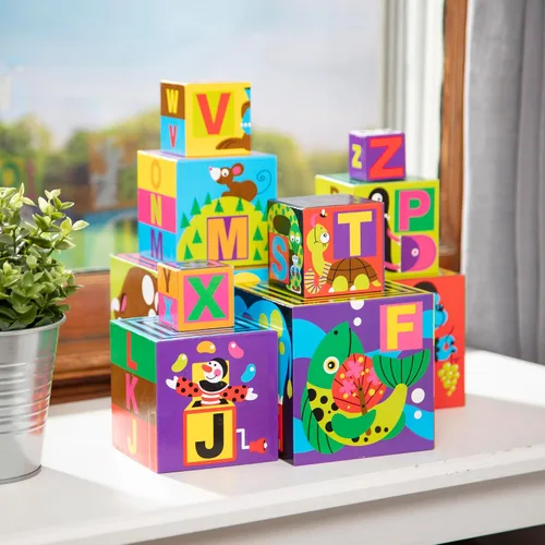 Vista 8 de Bloques para montar de Melissa & Doug deluxe, 10 piezas con alfabeto