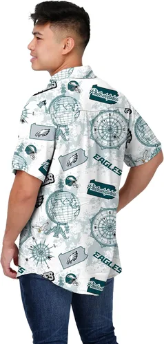 Vista 9 de FOCO Men's NFL Team Logo Floral Aloha Tropical Mercader Button Up Shirt