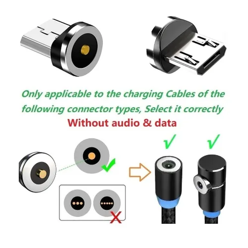 Vista 3 de Serie de carga magnética (micropuntas), solo 4 micro puntas sin cable USB trenzado de nailon, sin cables de carga.