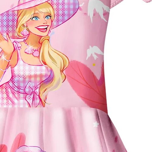 Vista 4 de WEYCIP Vestido para niñas pequeñas, lindo vestido de película con mangas con vuelo, vestido casual para jugar en casa, regalo de fiesta de cumpleaños