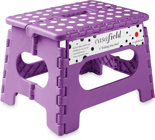 Vista 14 de Casafield Taburete plegable de 9 pulgadas con asa, negro, portátil, plegable, pequeño taburete de plástico para niños y adultos, uso en la cocina