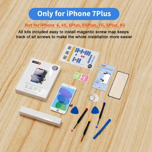 Vista 8 de EFAITHFIX para iPhone 7 Plus, reemplazo de pantalla LCD blanca de 5.5 pulgadas, montaje de marco, pantalla LCD, pantalla táctil 3D, digitalizador