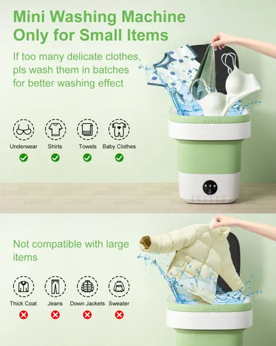 Vista 2 de Lavadora portátil, mini lavadora de 12 litros de capacidad mejorada con 3 modos de limpieza profunda para ropa interior, camisa, ropa de bebé