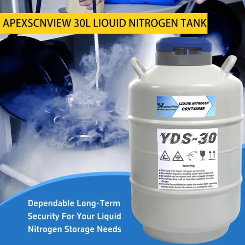 Vista 2 de Tanque de nitrógeno líquido de 30 L, contenedor criogénico de aleación de aluminio, nitrógeno líquido (LN2) Dewar, tanque de semen, nitrógeno