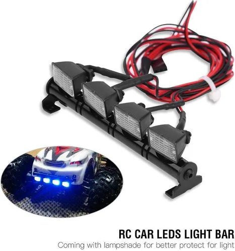 Vista 4 de Barra de luz LED para coche RC, 4 LED Barra de luz de techo Luces de techo Pieza accesorio para Axial scx10 RC Car (blanco)