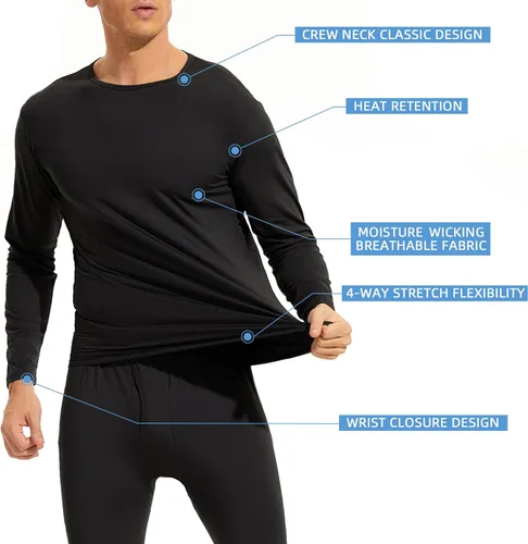Vista 3 de Ropa interior térmica para hombre ultra suave largo con capa base con forro polar