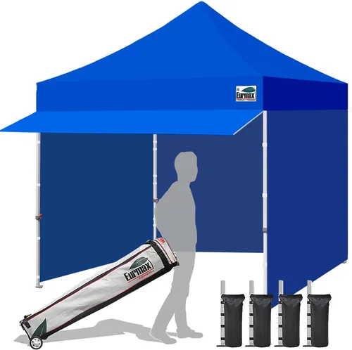 Vista 16 de Eurmax USA Toldo Desplegable de 10 x 10 pies, Carpa Comercial para Fiestas al Aire Libre con 4 Paredes Laterales Extraíbles con Cremallera y Bolsa