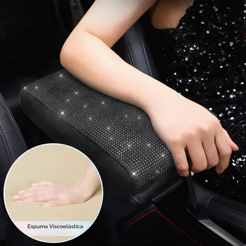 Vista 2 de SEG Direct - Funda brillante de diamante para consola central de automóvil, cubierta de apoyabrazos de coche, almohadilla de espuma viscoelástica