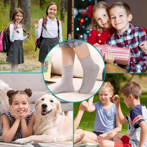 Vista 27 de Eyean Calcetines deportivos para niños y niñas, de algodón, uniformes escolares, casuales, básicos, 6 pares